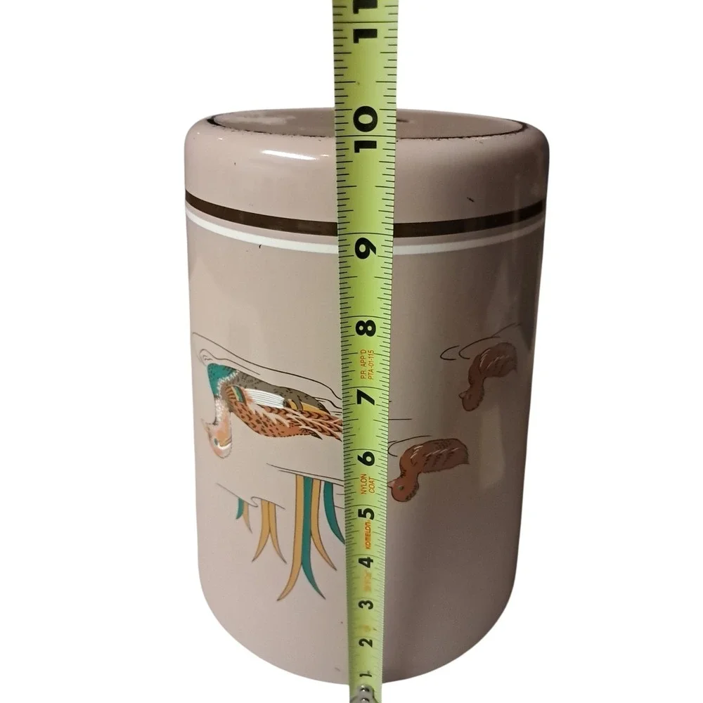 Vintage MCM Andre Richard Waste Basket Trash Can  Wooded Ducks ‎ Made In Japan